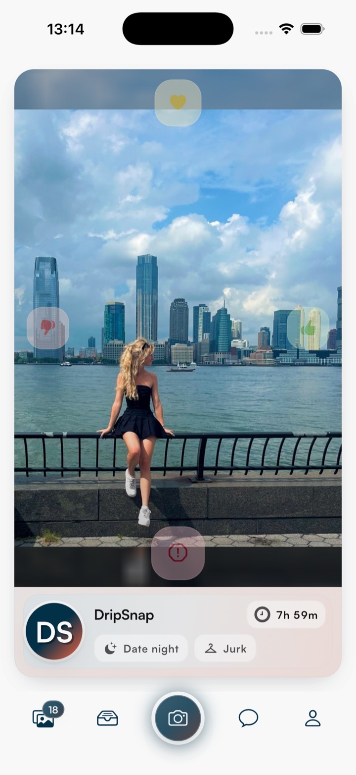 DripSnap swipe screen preview